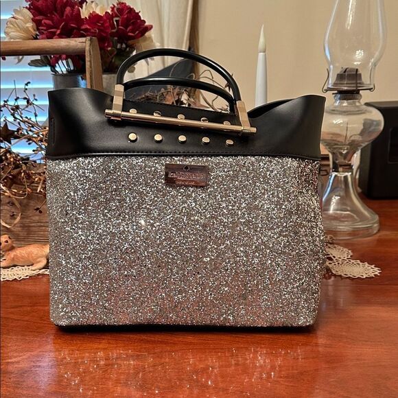 Kate Spade Black and Silver Glitter Tote - Picture 1 of 7